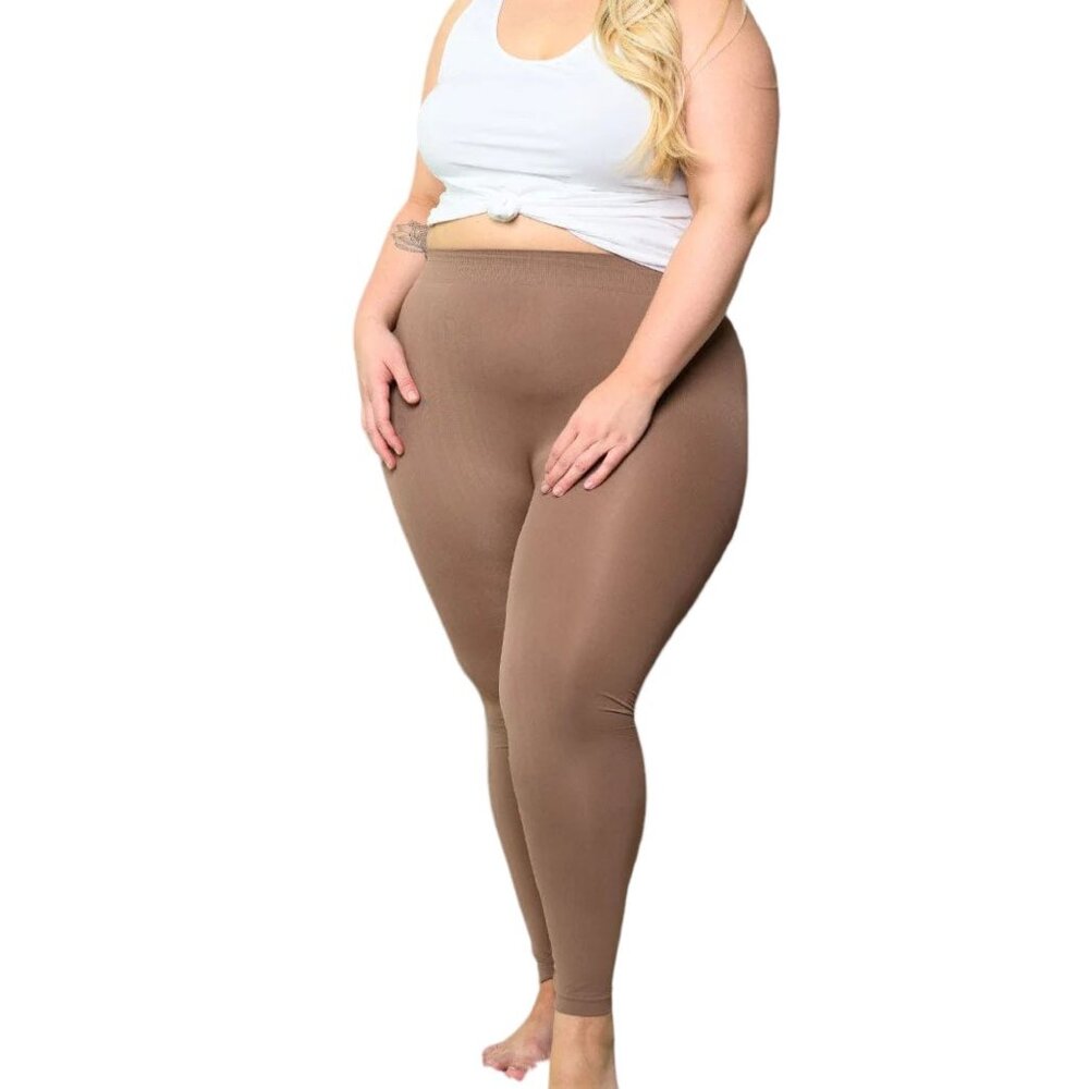 Women`s Plus Size Solid Basic Seamless Leggings, Bronze, 1XL/One Size